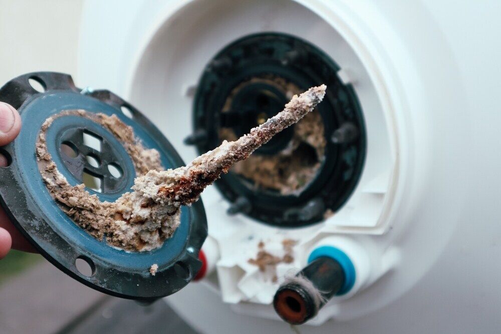 Sediment buildup in water heater tank Sediment buildup in water heater tank